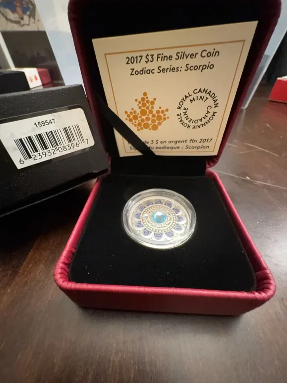2017 $3 Fine Silver Zodiac Coin Scorpio Royal Canadian Mint In Case