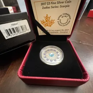 2017 $3 Fine Silver Zodiac Coin Scorpio Royal Canadian Mint In Case