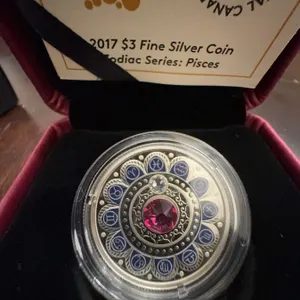 2017 Royal Canadian Mint $3 Fine Silver Coin Zodiac Series: Pisces Swarovski Crystal