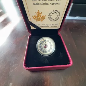 2017 $3 Fine Silver Zodiac Coins Aquarius & Cancer Royal Canadian Mint Set