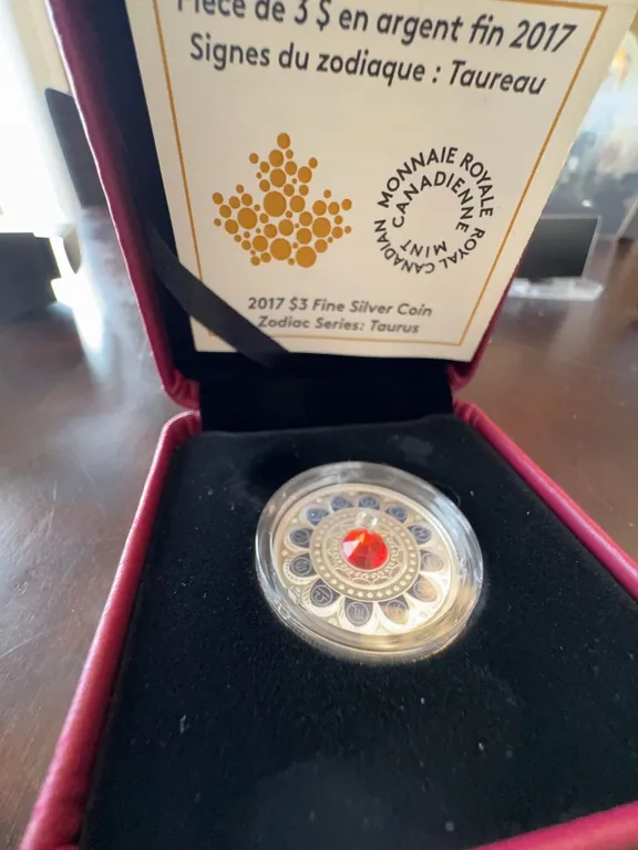 2017 $3 Fine Silver Coin Zodiac Series: Taurus with Swarovski Crystal