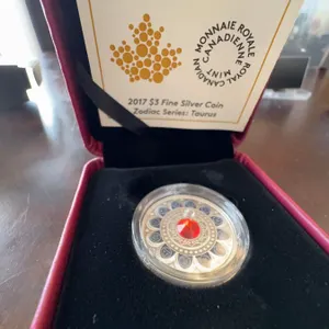 2017 $3 Fine Silver Coin Zodiac Series: Taurus with Swarovski Crystal