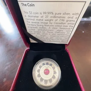 2015 $3 Fine Silver Coin Pisces Zodiac Swarovski Crystal by Pandora Young