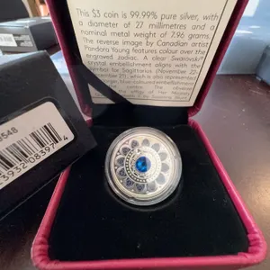 2023 Royal Canadian Mint $3 Fine Silver Coin Zodiac Series with Crystal Accent, 7.96g