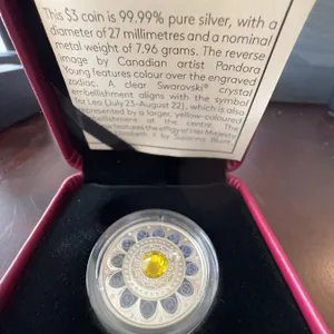 2017 $3 Fine Silver Coin Zodiac Series Leo Swarovski Crystal 27mm 7.96g
