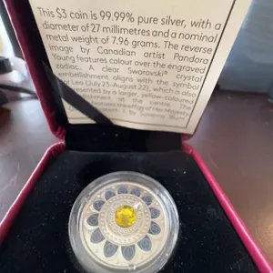 2017 $3 Fine Silver Coin Zodiac Series Leo 99.99% Pure with Swarovski Crystal