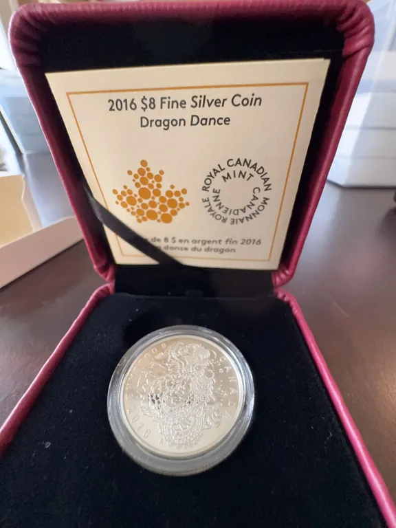 2016 $8 Fine Silver Coin Dragon Dance Royal Canadian Mint 99.99% Pure Silver