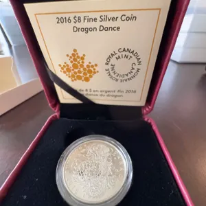 2016 $8 Fine Silver Coin Dragon Dance Royal Canadian Mint 99.99% Pure Silver