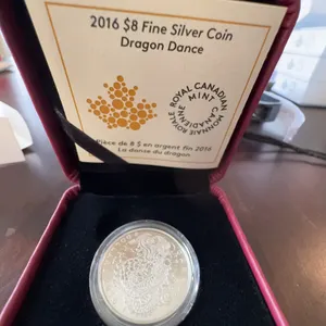 2016 $8 Fine Silver Coin Dragon Dance Royal Canadian Mint 99.99% Pure Silver