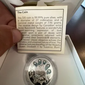 2016 $10 Fine Silver Coin Celebration of Love Royal Canadian Mint with Swarovski