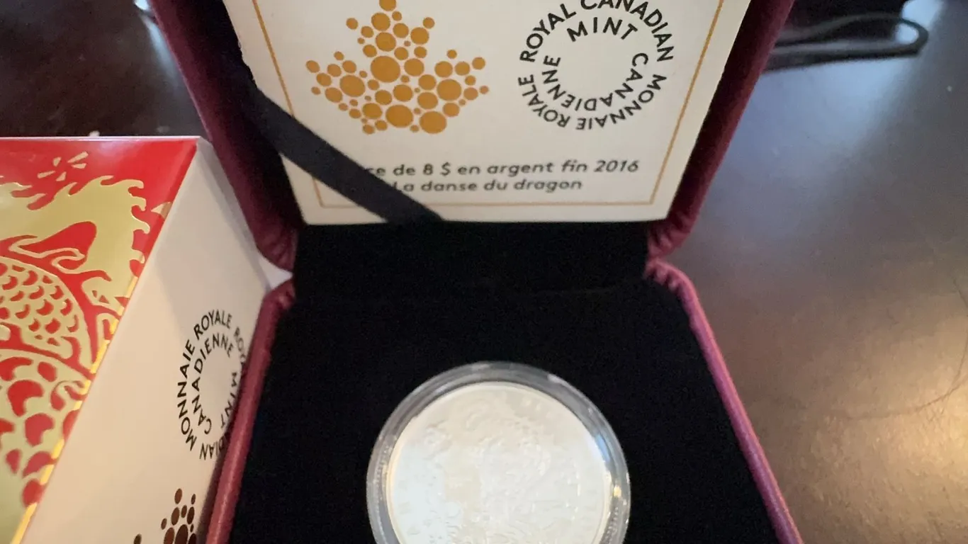 2016 $8 Fine Silver Coin Dragon Dance Royal Canadian Mint with Box