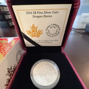 2016 Royal Canadian Mint $8 Fine Silver Coin Dragon Dance 27mm 7.96g
