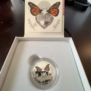 2017 Canada $3 Fine Silver Coin Monarch Butterfly Swarovski Crystal Ode to Love