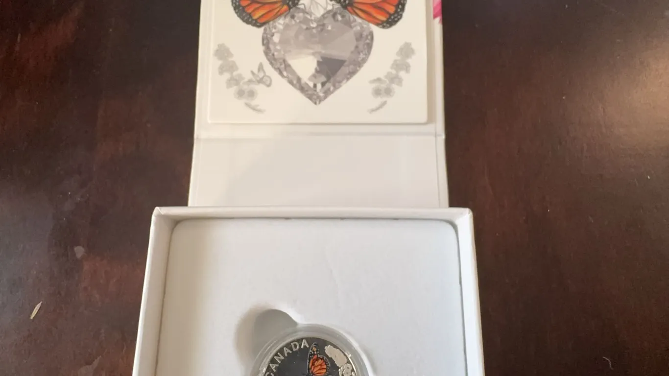 2017 Canada $3 Fine Silver Swarovski Celebration of Love Monarch Butterfly Coin