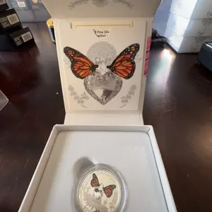 2017 Canada $3 Fine Silver Coin Monarch Butterflies Swarovski Crystal Heart