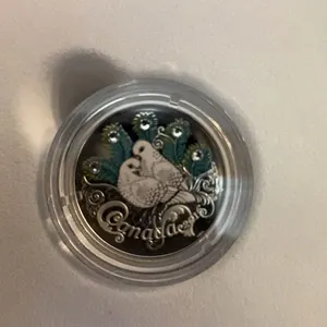 2015 Canada $10 Fine Silver Coin Love Doves with Swarovski Elements in Case