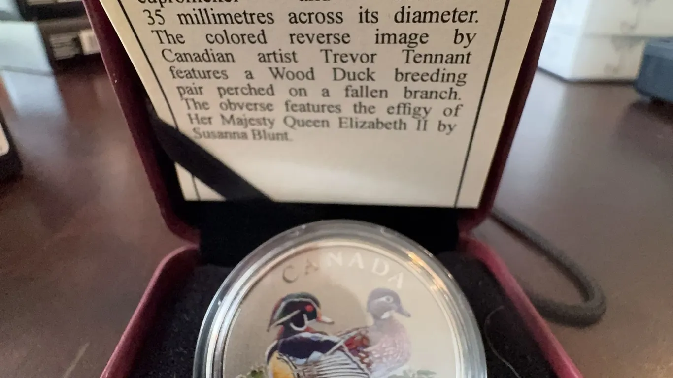 2013 Canada 25-Cent Coin Wood Duck Trevor Tennant, 35 mm, with Case