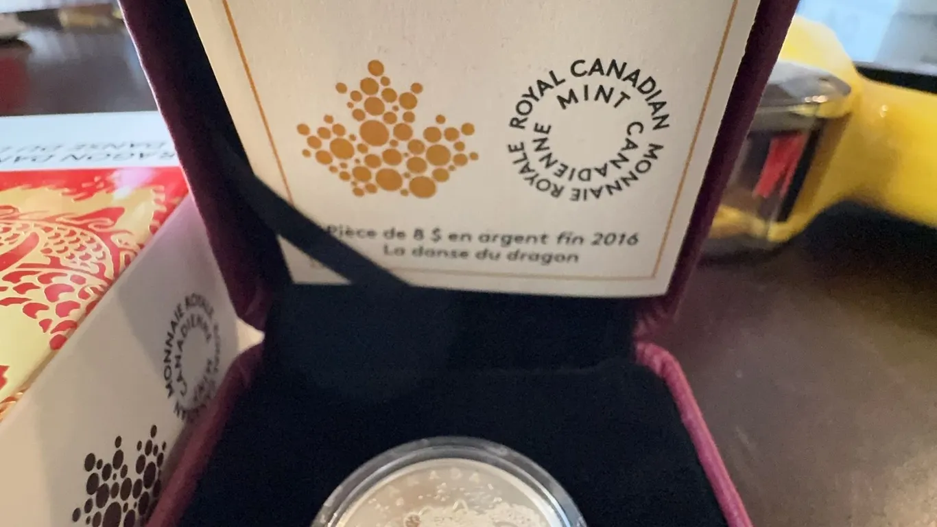 2016 $8 Fine Silver Coin Dragon Dance 99.99% Pure Silver 27mm Royal Canadian Mint