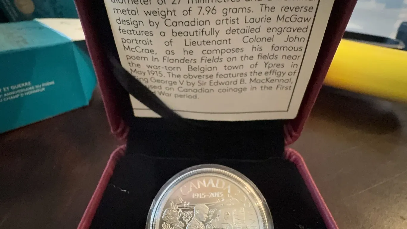 2015 Canada $3 Silver Coin 100th Anniversary In Flanders Fields Poem WWI