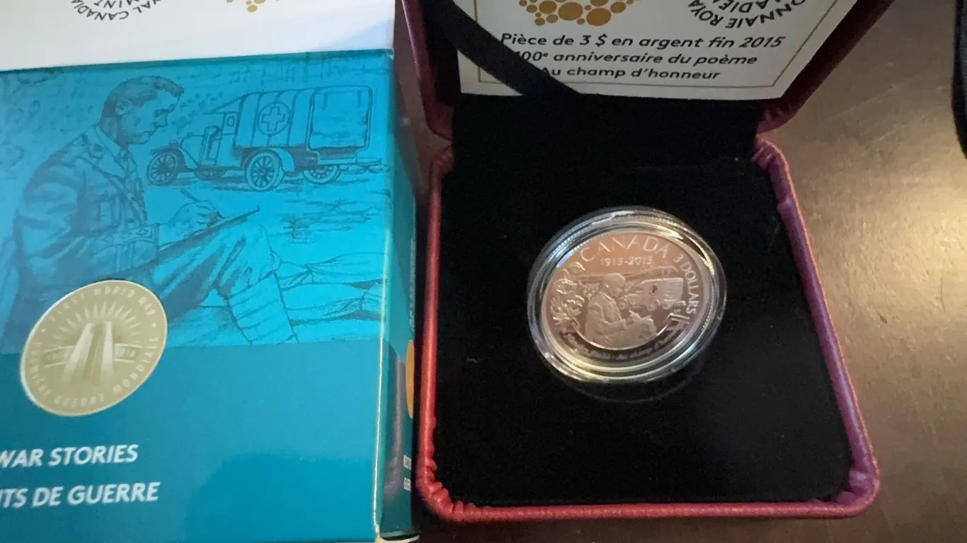2015 $3 Fine Silver Coin In Flanders Fields 100th Anniversary Royal Canadian Mint