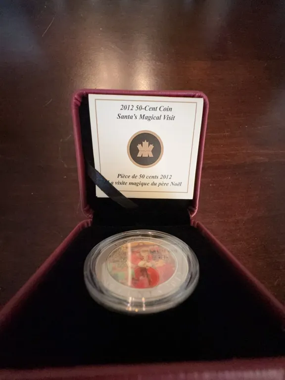 2012 Canada 50-Cent Coloured Coin Santa’s Magical Visit With Case and COA