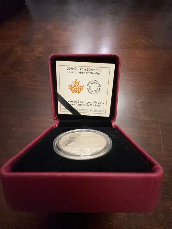2019 $10 Fine Silver Coin Lunar Year of the Pig 99.99% Pure Silver Canada