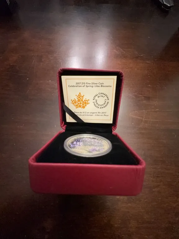 2017 $15 Fine Silver Coin Royal Canadian Mint Spring Lilac Blossoms with Case