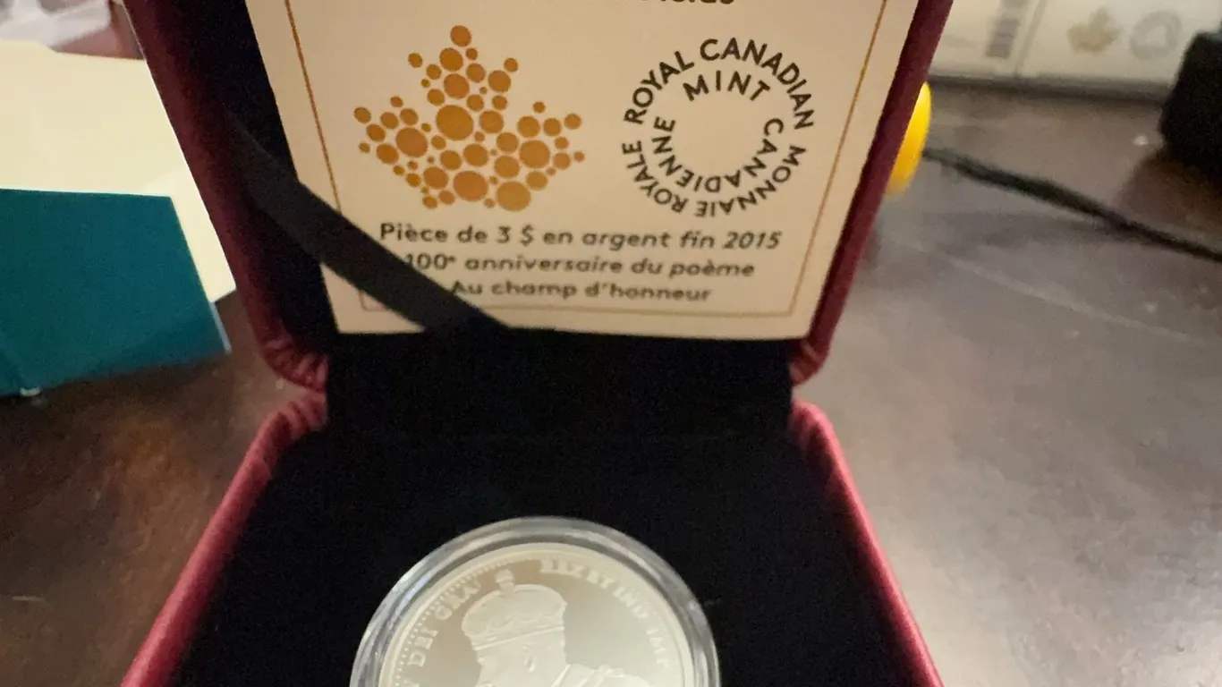 2015 $3 Fine Silver Coin In Flanders Fields 100th Anniversary Royal Canadian Mint