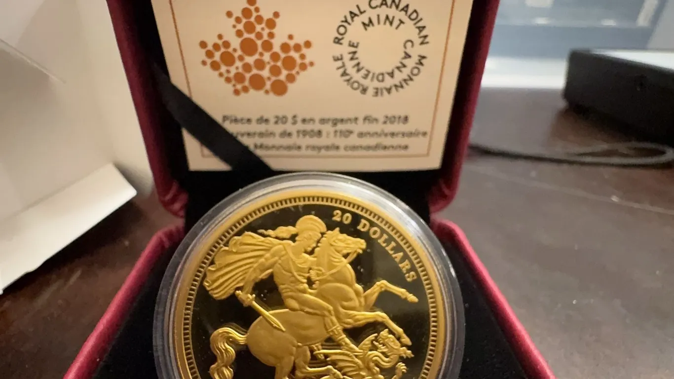2018 $20 Fine Silver Coin 110th Anniversary 1908 Sovereign Royal Canadian Mint