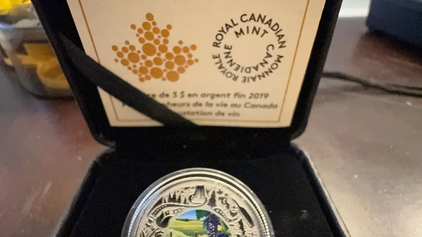 2019 $3 Fine Silver Coin Canadian Fun and Festivities: Wine Tasting, 27mm, 7.96g