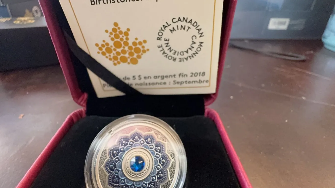 2018 $5 Fine Silver Coin Birthstones September Royal Canadian Mint With Box