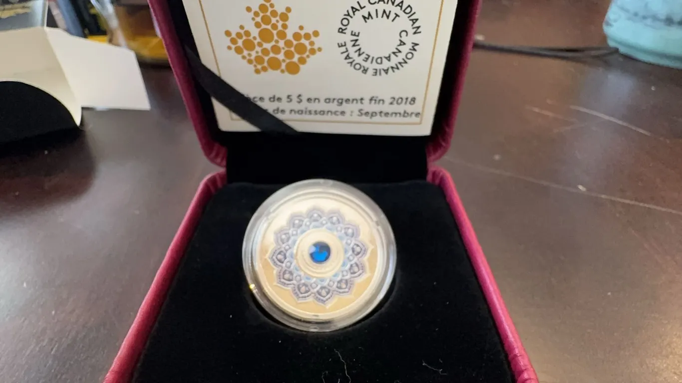 2018 $5 Fine Silver Coin Birthstones: September with Swarovski Crystal