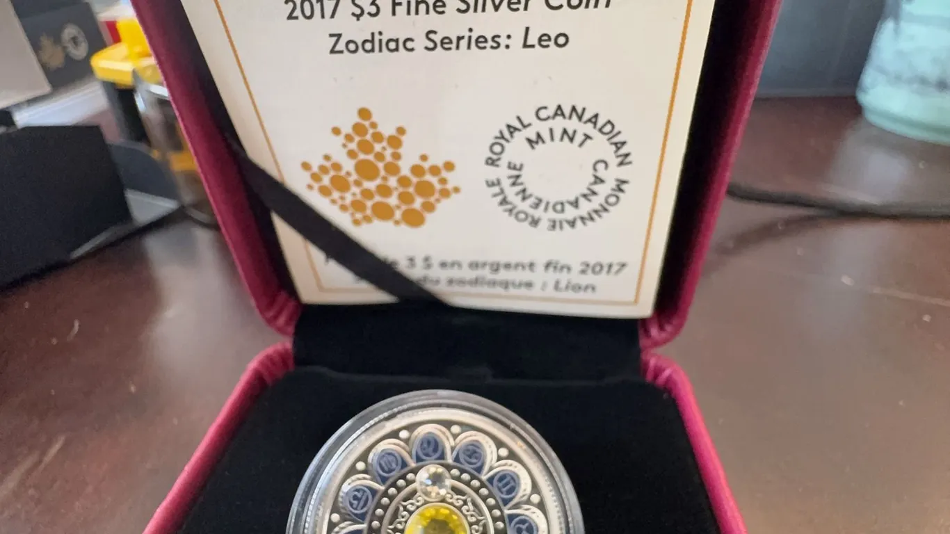 2017 $3 Fine Silver Coin Royal Canadian Mint Zodiac Series: Leo with Swarovski Crystal