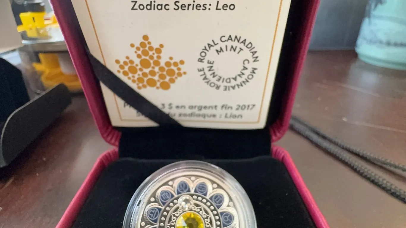 2017 Royal Canadian Mint $3 Fine Silver Coins Leo and Cancer Zodiac Series with Swarovski