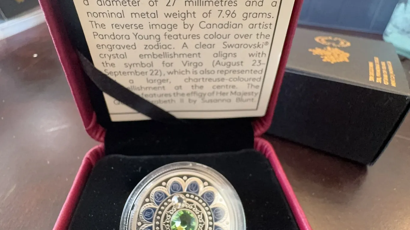 2017 Canada $3 Fine Silver Coin Virgo Zodiac Swarovski Crystals 27mm