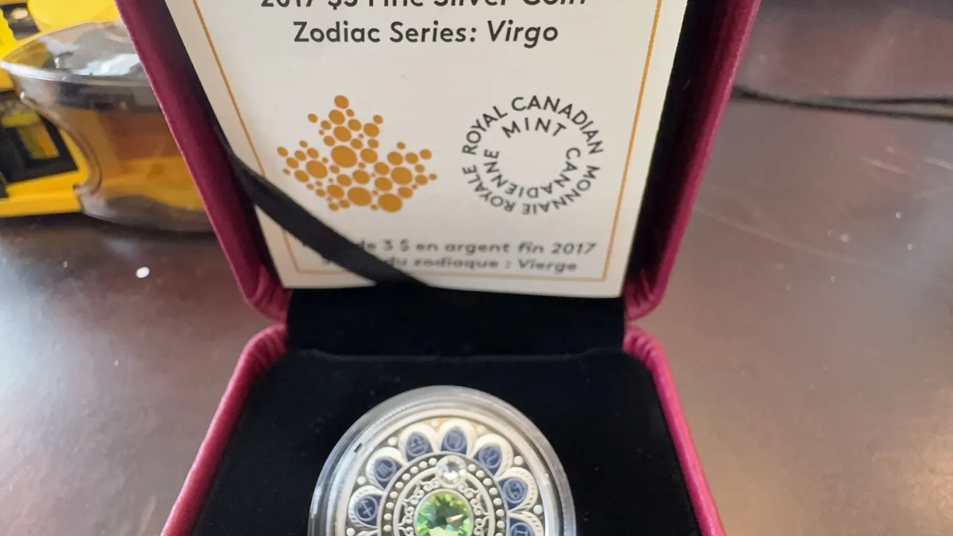 2017 $3 Fine Silver Coin Virgo Zodiac Series Royal Canadian Mint with Swarovski Crystal