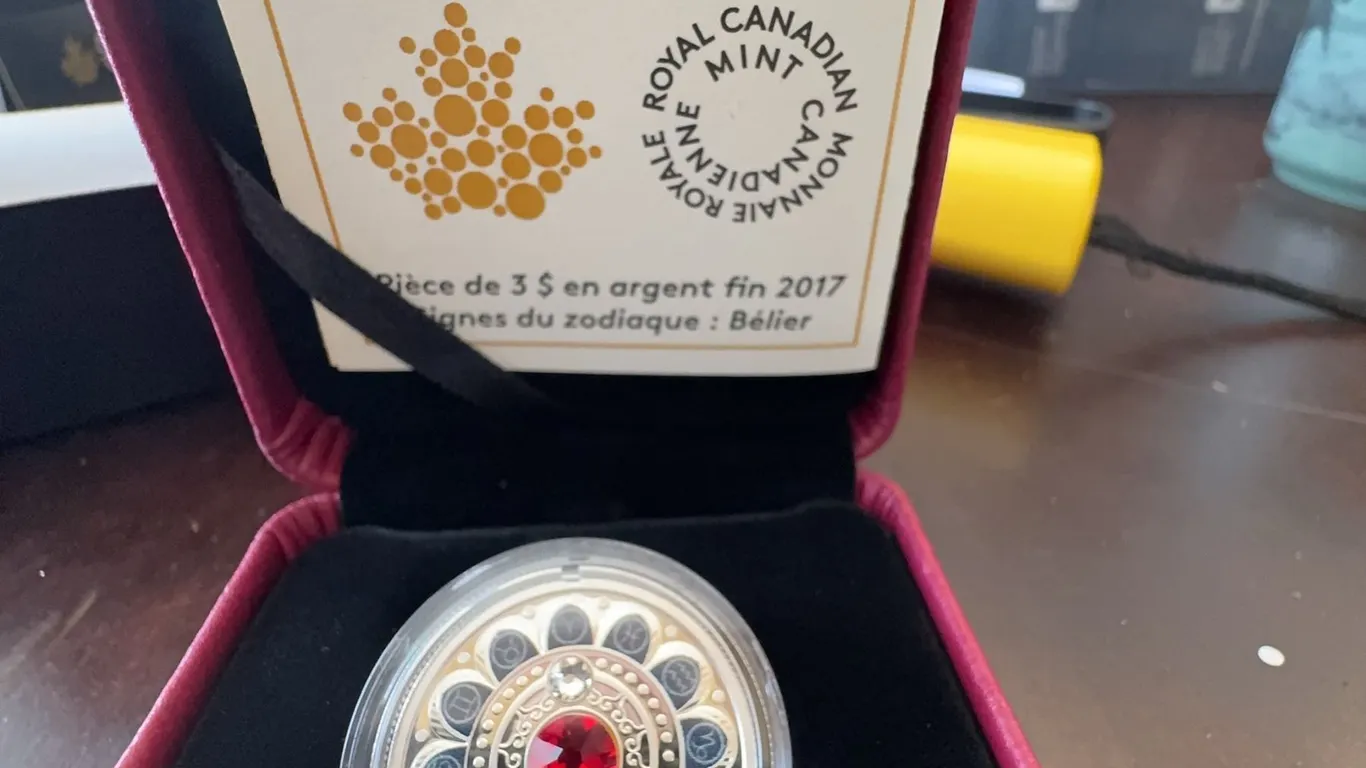 2017 $3 Fine Silver Coin Royal Canadian Mint Zodiac Series: Aries with Swarovski Crystal