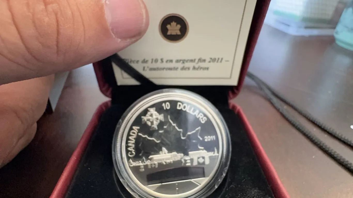 2011 Canada $10 Fine Silver Highway of Heroes Coin, 99.99% Silver, Box & COA