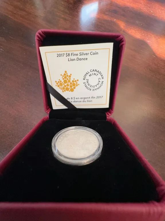 2017 $8 Fine Silver Coin Lion Dance by Royal Canadian Mint, 99.99% Pure Silver