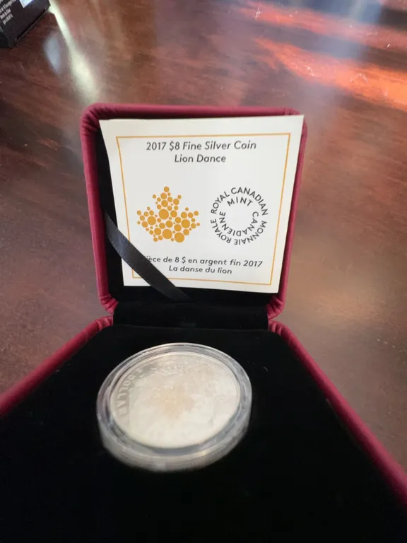 2017 $8 Fine Silver Coin Lion Dance Royal Canadian Mint 99.99% Pure Silver 7.96g