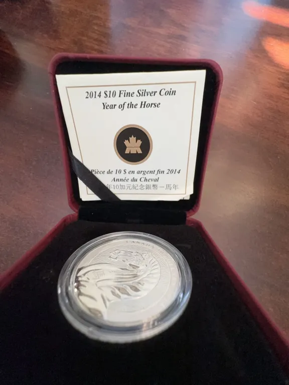 2014 $10 Fine Silver Coin Year of the Horse Royal Canadian Mint with Case and COA
