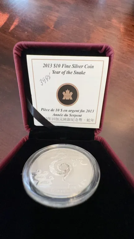 2013 $10 Fine Silver Coin Year of the Snake 99.99% Silver Canada RCM Boxed