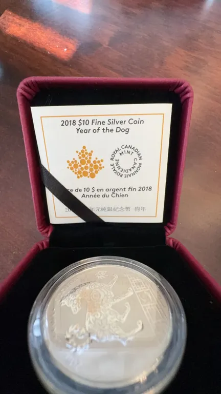 2018 $10 Fine Silver Coin Year of the Dog Royal Canadian Mint 99.99% Pure Silver