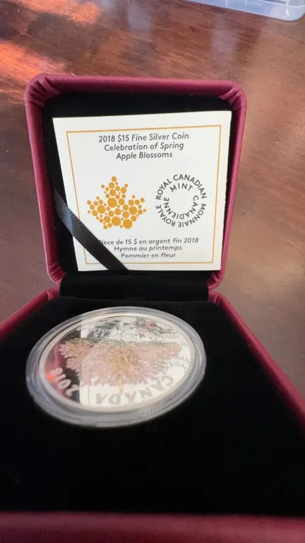 2018 $15 Fine Silver Coin Royal Canadian Mint Celebration of Spring Apple Blossoms