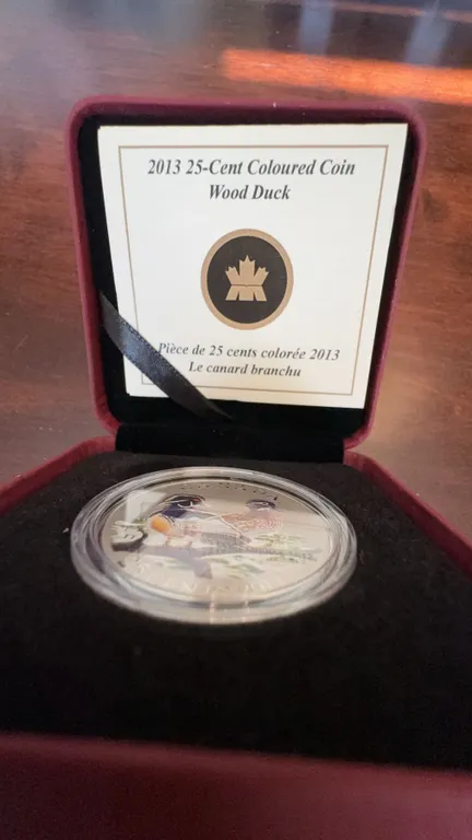 2013 Canada 25-Cent Coloured Coin Wood Duck by Trevor Tennant, 35mm Cupronickel