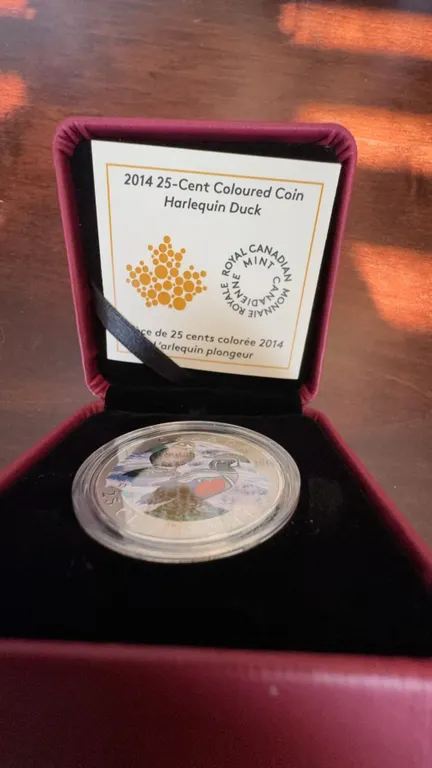 2014 Royal Canadian Mint 25-Cent Coloured Coin Harlequin Duck With Case