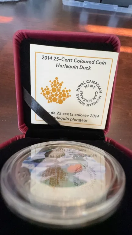 2014 Royal Canadian Mint 25-Cent Coloured Coin Harlequin Duck Cupronickel 35mm