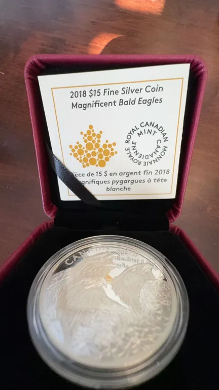 2018 $15 Fine Silver Coin Magnificent Bald Eagles Royal Canadian Mint 99.99% Pure Silver