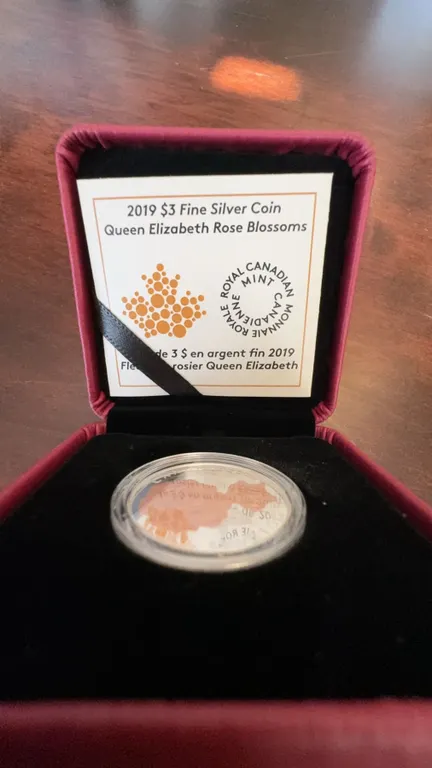 2019 $3 Fine Silver Coin Queen Elizabeth Rose Blossoms, Royal Canadian Mint