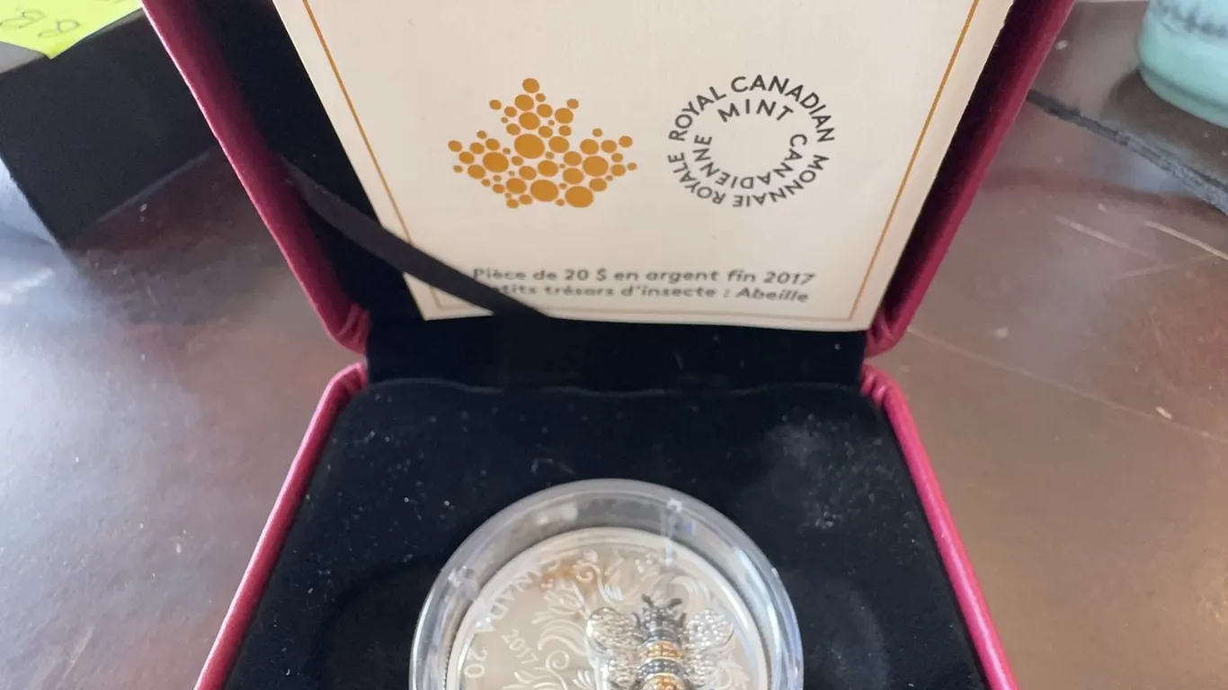 2017 $20 Fine Silver Coin Bejeweled Bugs: Bee, 99.99% Pure, Box, COA